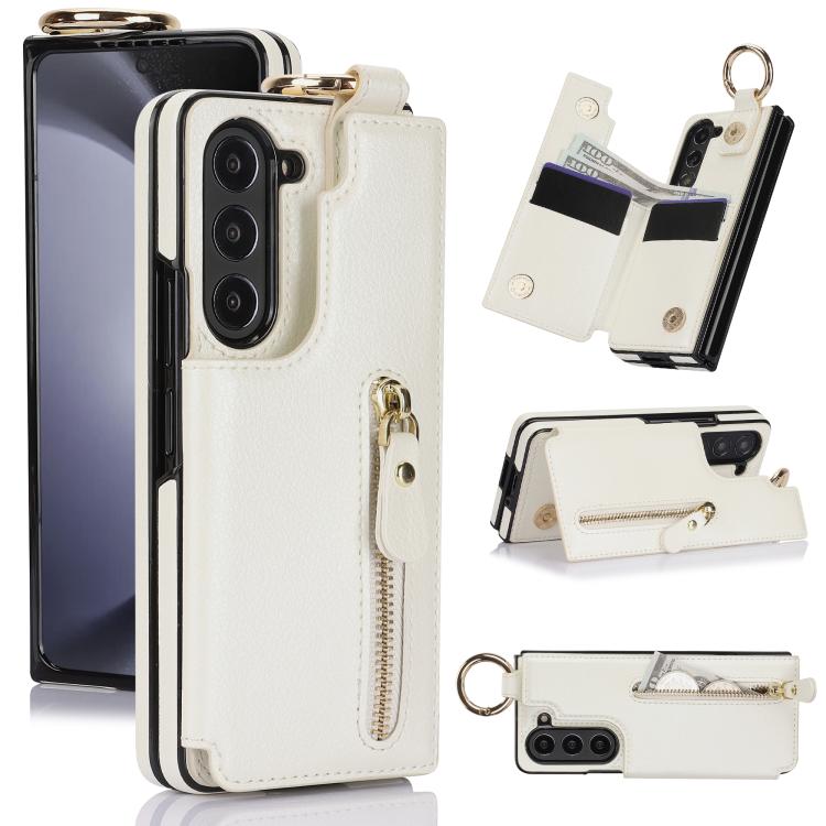 Litchi Texture Ring Zipper Double Buckle Leather Phone Case