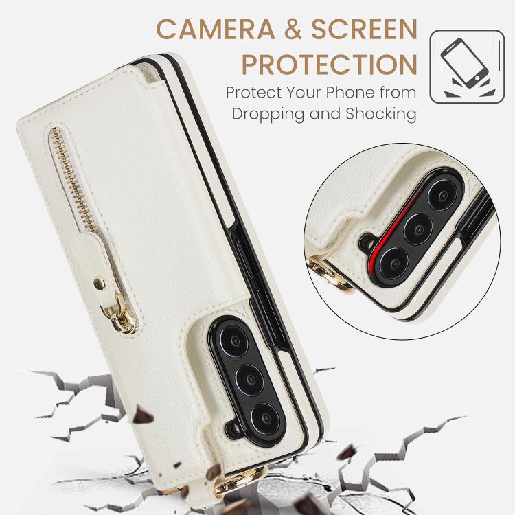 Litchi Texture Ring Zipper Double Buckle Leather Phone Case