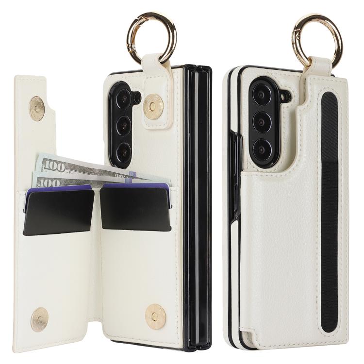Litchi Texture Double Buckle Leather Phone Case with Pen Slot