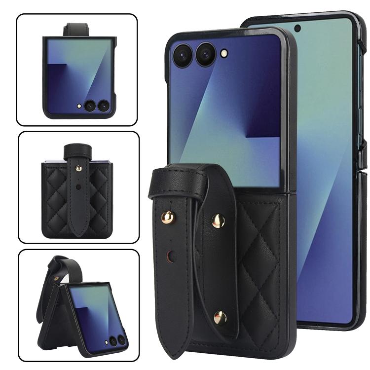 Rhombic Texture Wristband PU Phone Case