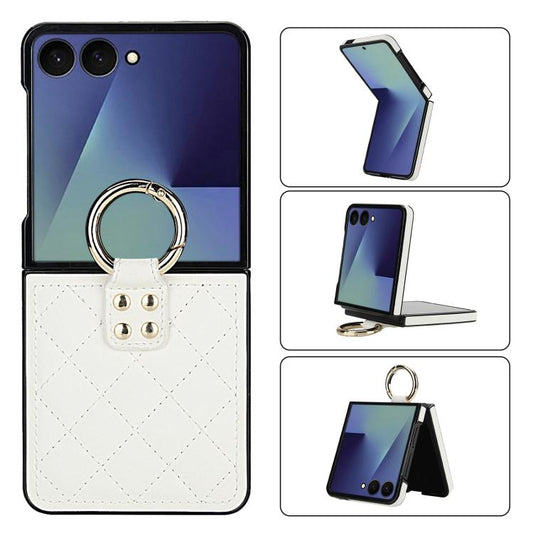 Rhombic Texture Ring Holder PU Phone Case