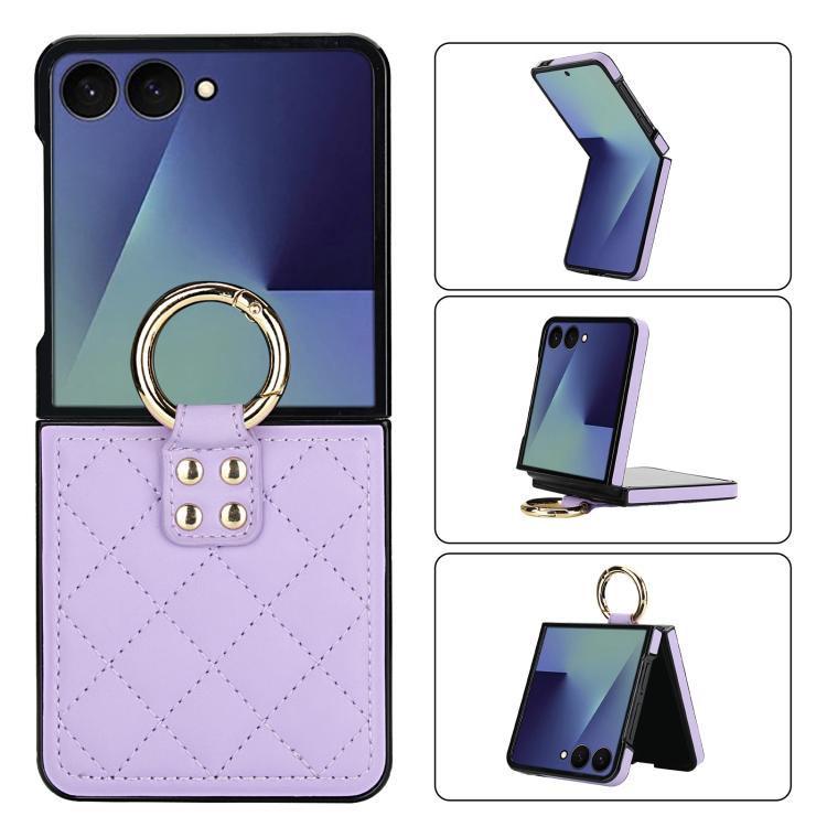 Rhombic Texture Ring Holder PU Phone Case