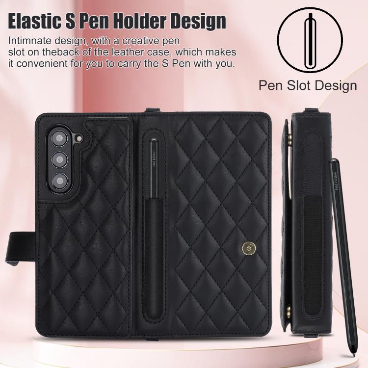 Rhombic Texture Crossbody Multifunctional Leather Phone Case