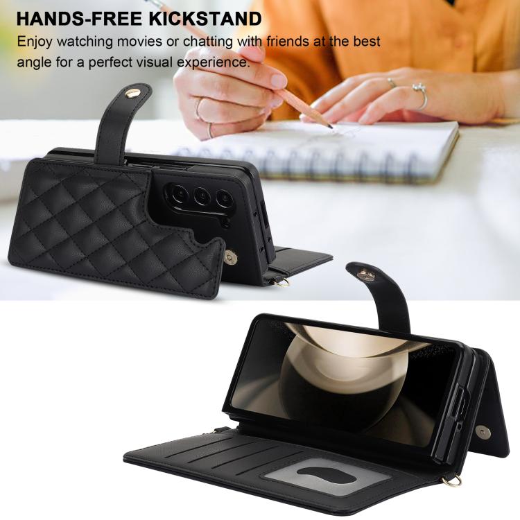 Rhombic Texture Crossbody Multifunctional Leather Phone Case