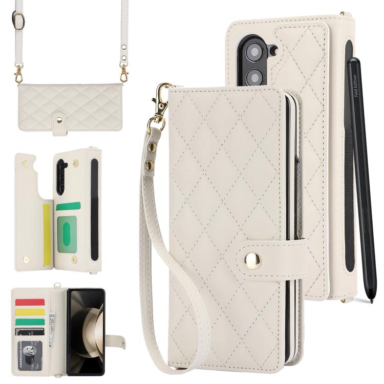 Rhombic Texture Crossbody Multifunctional Leather Phone Case