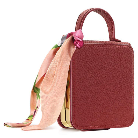 Litchi Pattern Makeup Mirror PU Phone Case with Silk Scarf