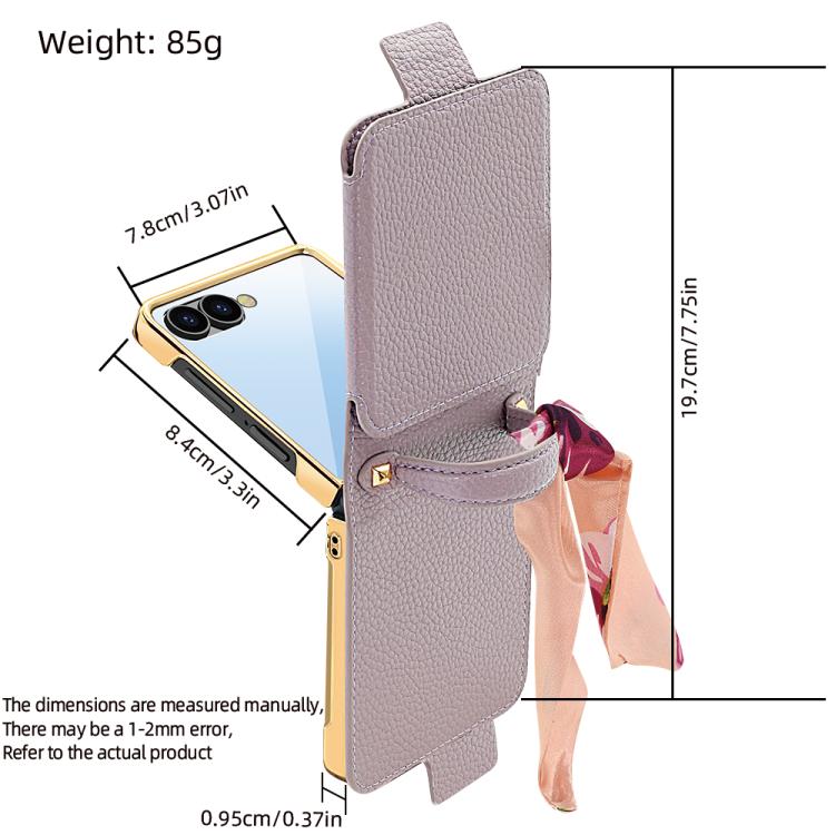 Litchi Pattern Makeup Mirror PU Phone Case with Silk Scarf