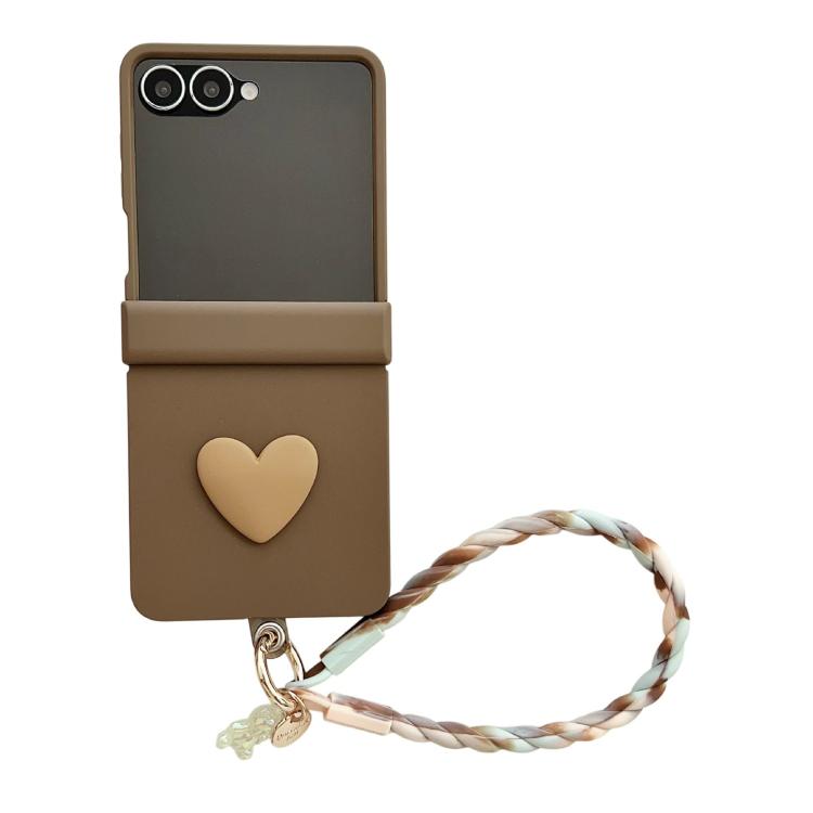 Integrated 3D Heart Pattern Phone Case with Strap