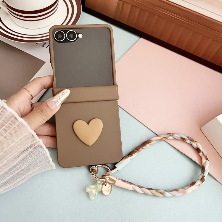 Integrated 3D Heart Pattern Phone Case with Strap