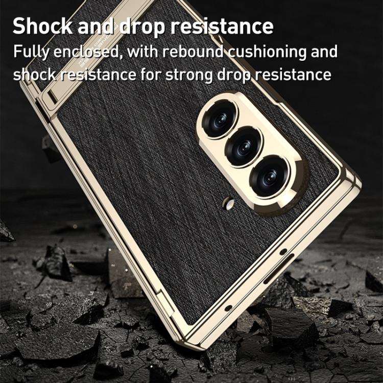 GKK Integrated Magnetic Plain Leather Silver Brocade Phone Case with Holder