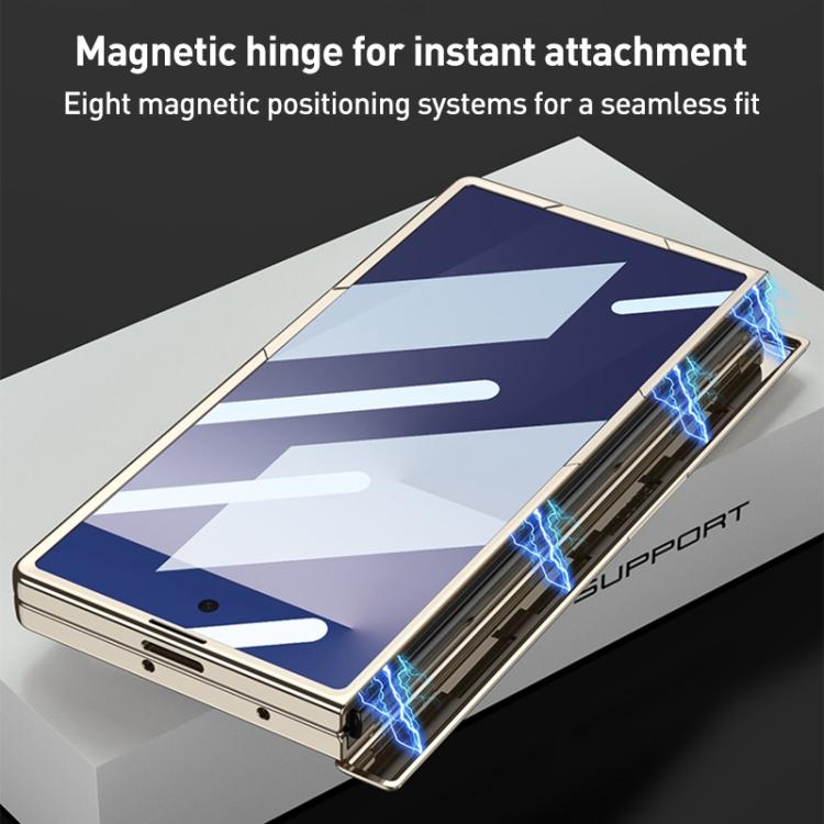 GKK Integrated Magnetic Plain Leather Silver Brocade Phone Case with Holder