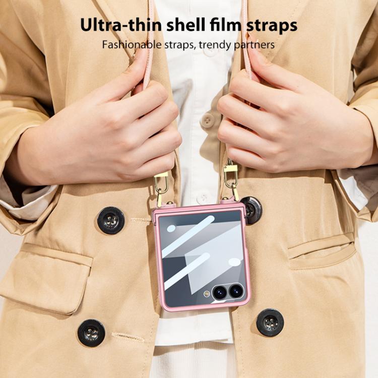 GKK Integrated Ultra-thin Full Cover Hinge Crossbody Strap Phone Case