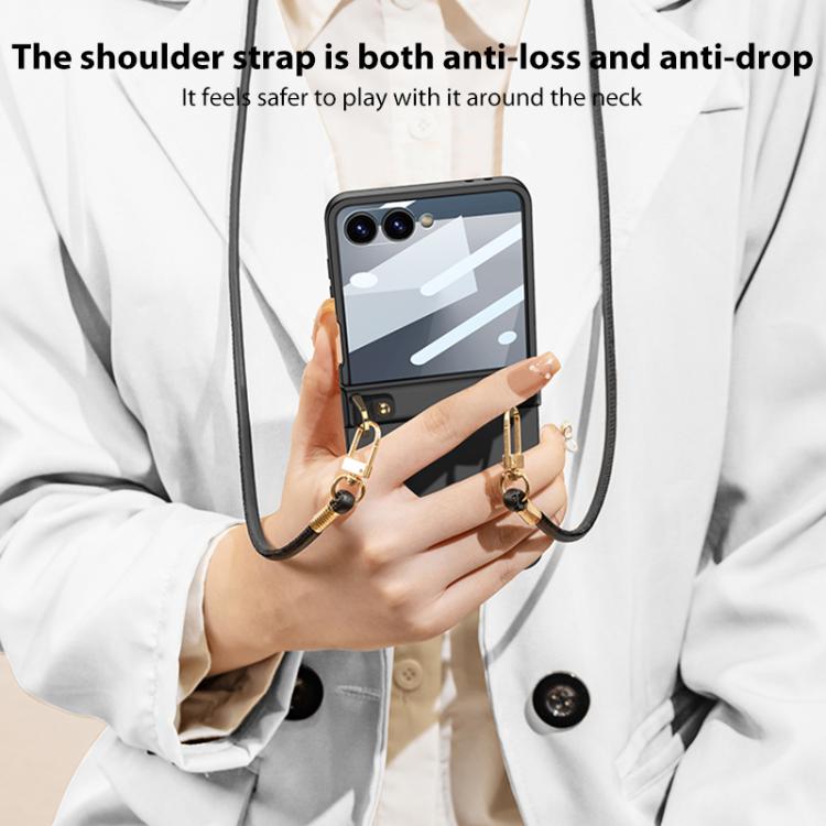 GKK Integrated Ultra-thin Full Cover Hinge Crossbody Strap Phone Case