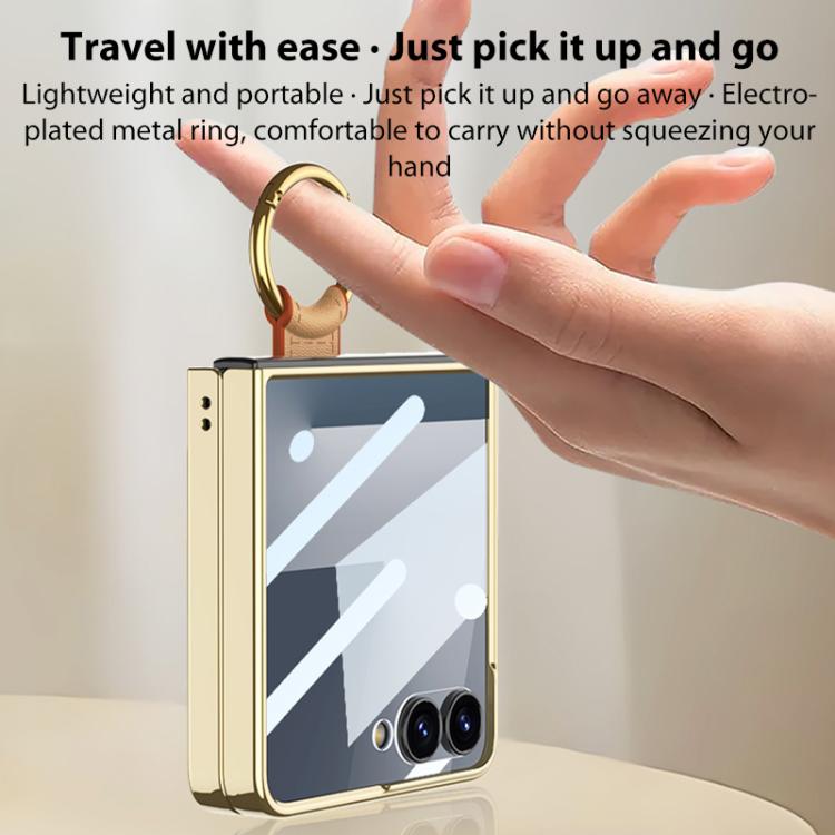 GKK Integrated Electroplating Ring Leather Phone Case with Strap