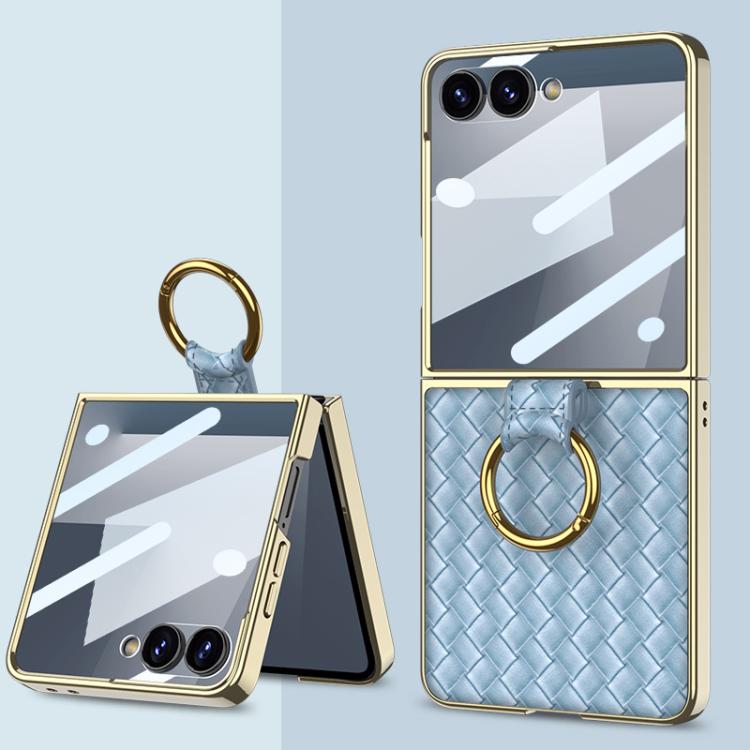 GKK Integrated Plating Weave Texture Phone Case with Ring Holder