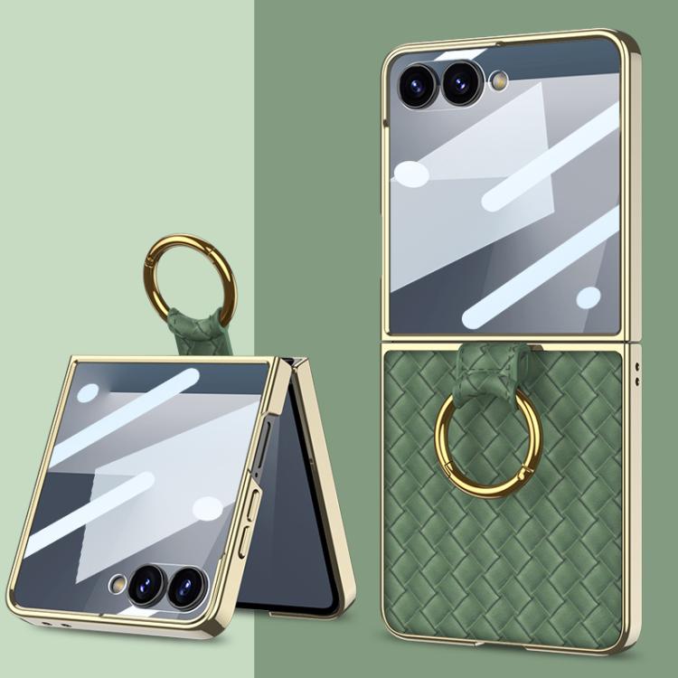 GKK Integrated Plating Weave Texture Phone Case with Ring Holder
