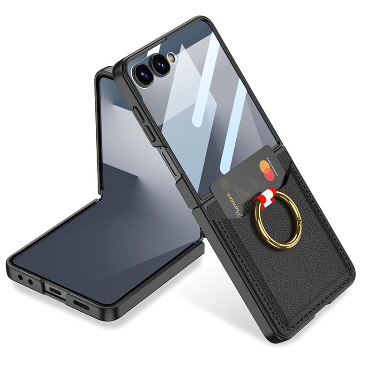 GKK Integrated Ultra-thin Leather Card Slots Phone Case with Ring Holder