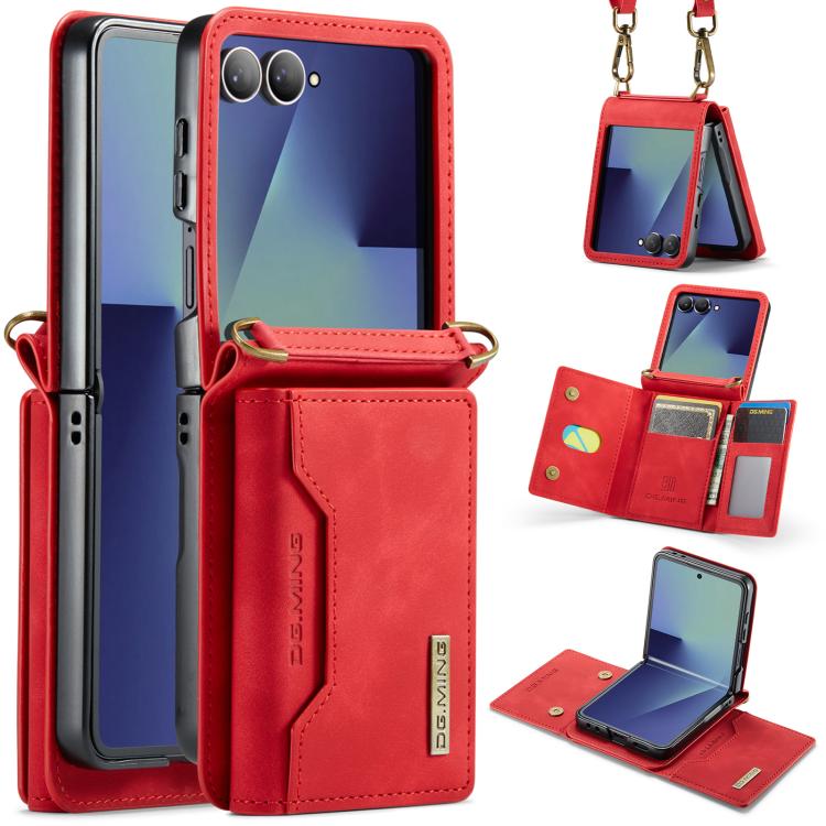 DG.MING M2 Series 3-Fold Multi Card Bag hybrid Magnetic Phone Case with Long Lanyard