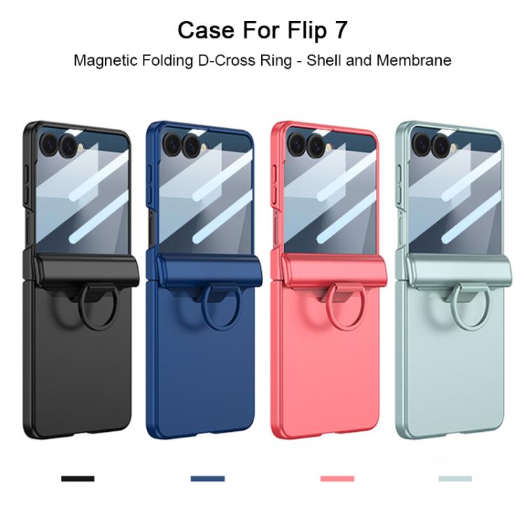 GKK Integrated Magnetic Folding Full Cover Phone Case with D-Cross Ring