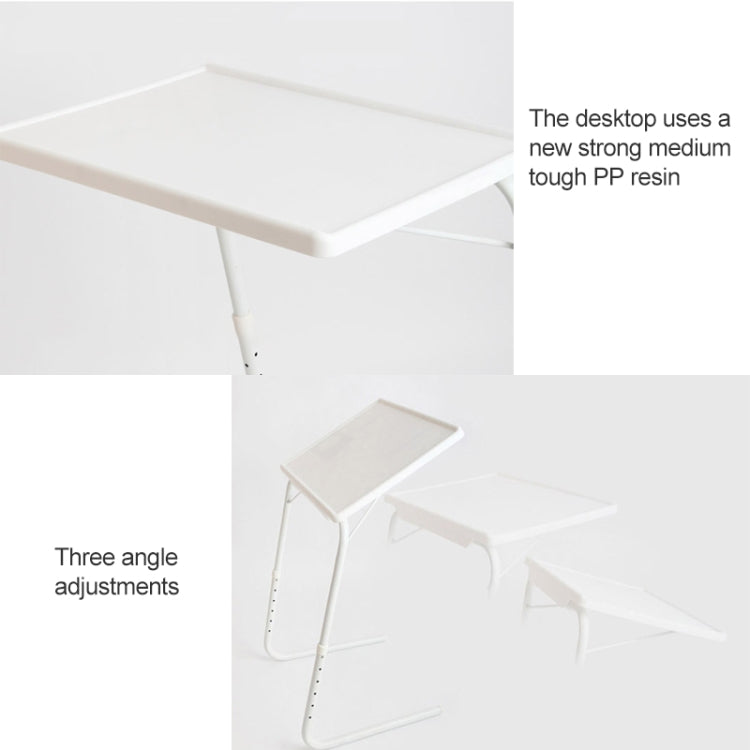 Plastic Pad Steel Tube Bracket Liftable Foldable Portable Multi-purpose Laptop Table, Adjustable Height: 52-72cm, Adjustable Angle: 30 Degrees / 60 Degrees / 90 Degrees, Adjustable Height: 52-72cm White