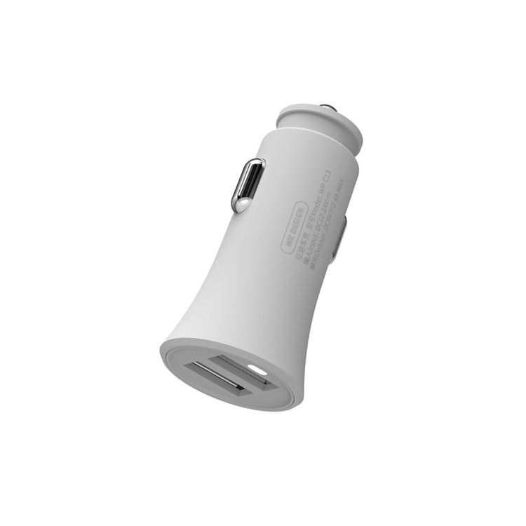 WK WP-C13 2.4A Warpath Dual USB Car Charger with USB to 8 Pin / Micro USB / Type-C Data Cable, WP-C13 with Cable (White)