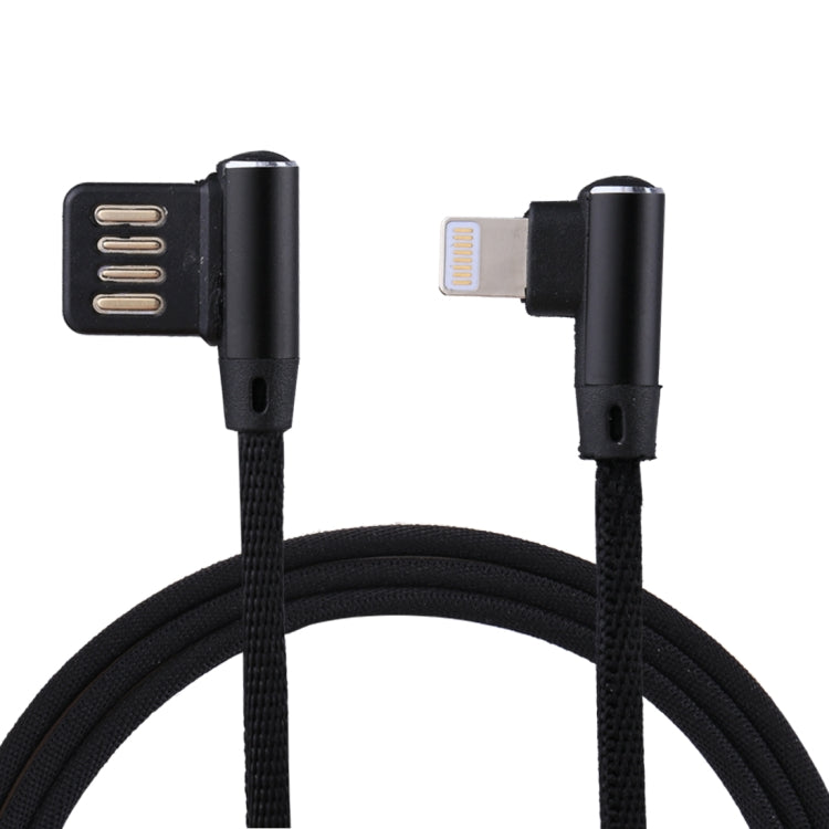 1m 2.4A Output USB to 8 Pin Double Elbow Design Nylon Weave Style Data Sync Charging Cable, 8 Pin Dark Blue, 8 Pin Blue, 8 Pin Red, 8 Pin Black, 8 Pin Coffee