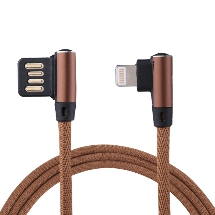1m 2.4A Output USB to 8 Pin Double Elbow Design Nylon Weave Style Data Sync Charging Cable, 8 Pin Dark Blue, 8 Pin Blue, 8 Pin Red, 8 Pin Black, 8 Pin Coffee