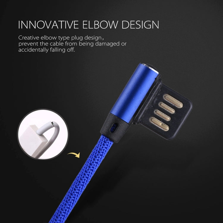 1m 2.4A Output USB to 8 Pin Double Elbow Design Nylon Weave Style Data Sync Charging Cable, 8 Pin Dark Blue, 8 Pin Blue, 8 Pin Red, 8 Pin Black, 8 Pin Coffee