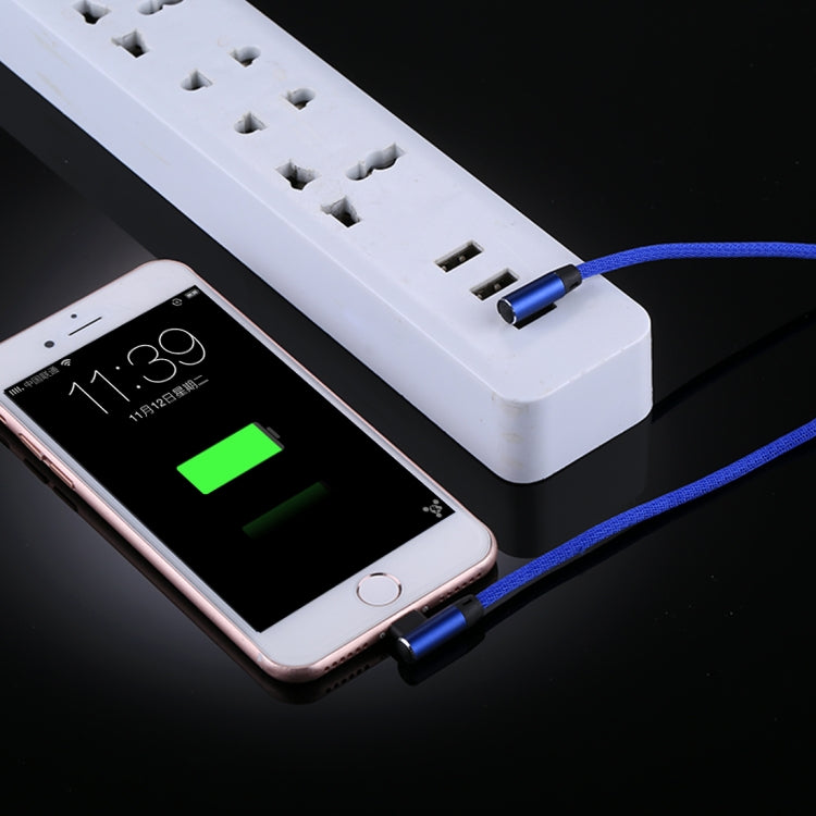 1m 2.4A Output USB to 8 Pin Double Elbow Design Nylon Weave Style Data Sync Charging Cable, 8 Pin Dark Blue, 8 Pin Blue, 8 Pin Red, 8 Pin Black, 8 Pin Coffee