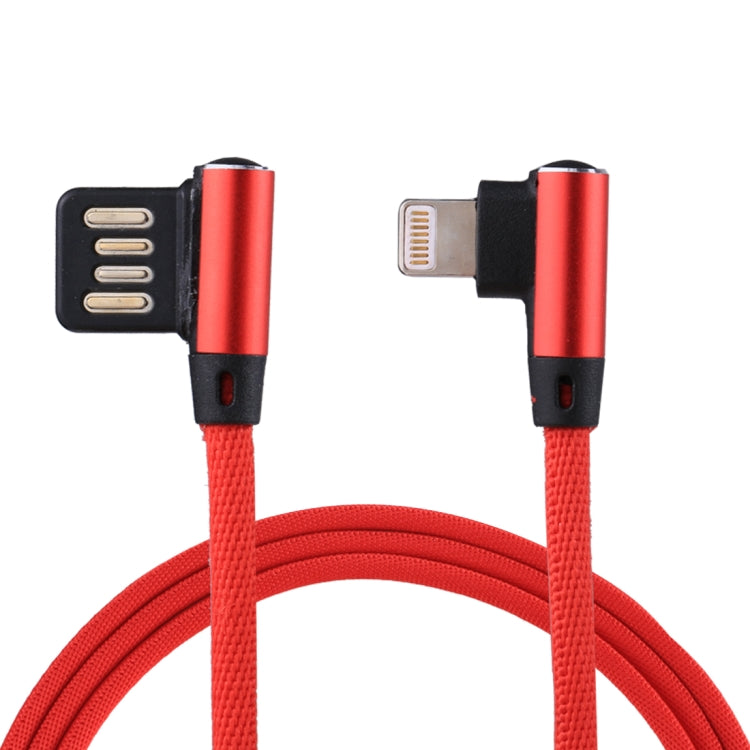 1m 2.4A Output USB to 8 Pin Double Elbow Design Nylon Weave Style Data Sync Charging Cable, 8 Pin Dark Blue, 8 Pin Blue, 8 Pin Red, 8 Pin Black, 8 Pin Coffee