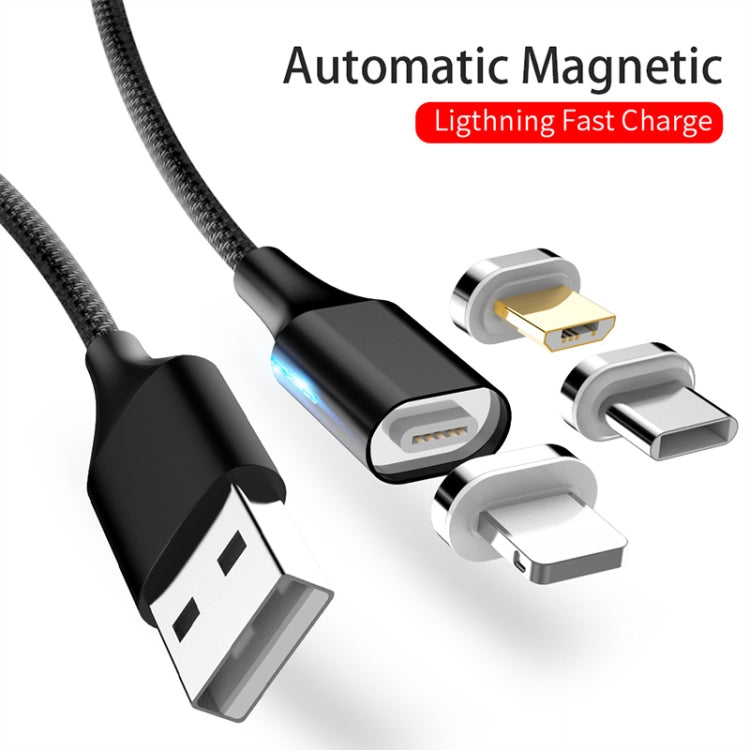 M11 3 in 1 5A USB to 8 Pin + Micro USB + USB-C / Type-C Nylon Braided Magnetic Data Cable, Cable Length: 2m, 8 Pin + Micro USB + USB-C / Type-C