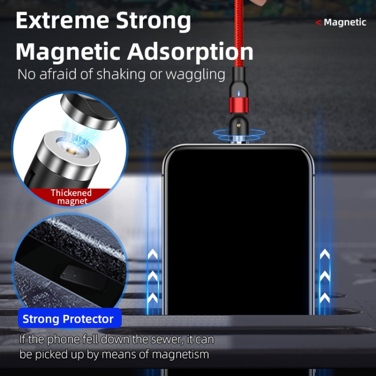 2m 2A Output 3 in 1 USB to 8 Pin + USB-C / Type-C + Micro USB Nylon Braided Rotate Magnetic Charging Cable, 2m 3 in 1, 2m 3 in 1