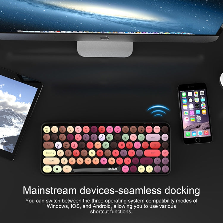 Ajazz 308I Tablet Mobile Phone Computer Household Office Wireless Keyboard, Black, Pink, Green