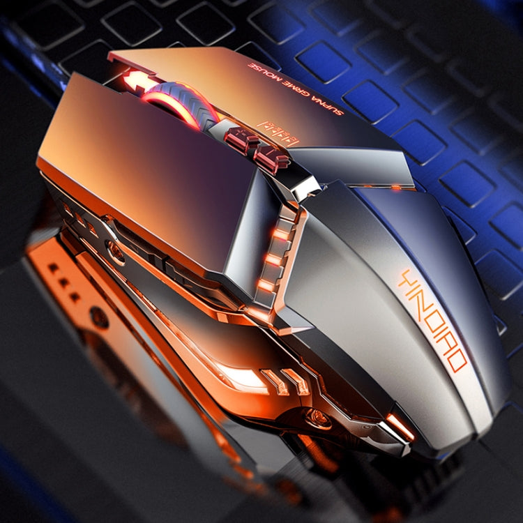 YINDIAO 3200DPI 4-modes Adjustable 7-keys RGB Light Wired Metal Mechanical Hard Core Macro Mouse, Style: Silent Version, Silent Version (Black), Silent Version (Grey)