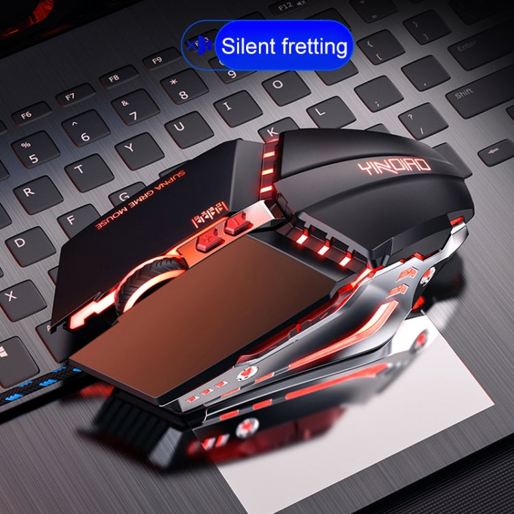 YINDIAO 3200DPI 4-modes Adjustable 7-keys RGB Light Wired Metal Mechanical Hard Core Macro Mouse, Style: Silent Version, Silent Version (Black), Silent Version (Grey)