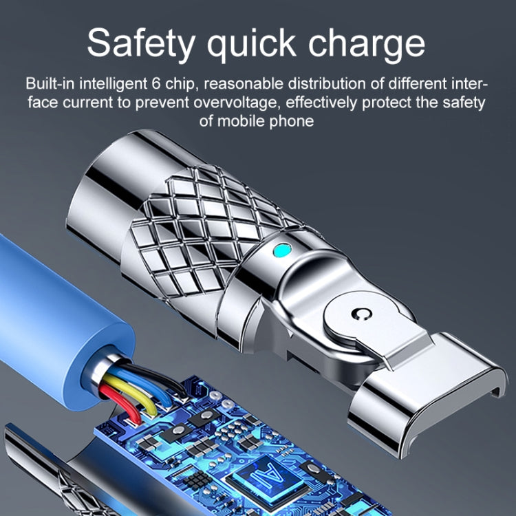 Mech Series 6A 120W USB to 8 Pin 180-degree Metal Plug Fast Charging Cable, Length: 1.2m, 1.2m 8 Pin, 1.2m 180-degree 8 Pin