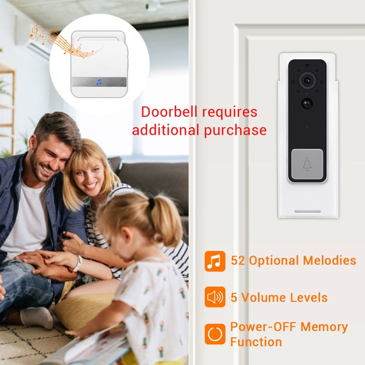 B10 52 Chimes 110dB Doorbell Receiver Low Power Consumption Home Door Tools, US Plug, AC 90-260V, B10 Gold US Plug, B10 Black US Plug, B10 White US Plug