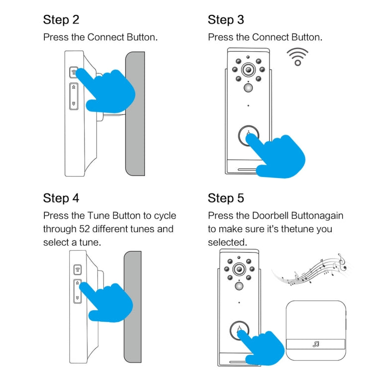 B10 52 Chimes 110dB Doorbell Receiver Low Power Consumption Home Door Tools, US Plug, AC 90-260V, B10 Gold US Plug, B10 Black US Plug, B10 White US Plug