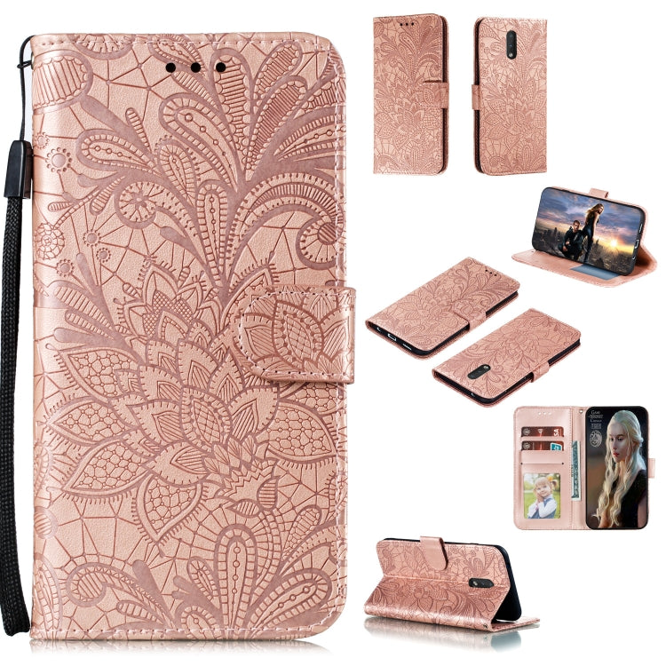 Lace Flower Embossing Pattern Horizontal Flip Leather Case , with Holder & Card Slots & Wallet & Photo Frame & Lanyard, For Nokia 2.3, For Nokia 1.3