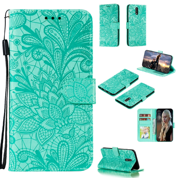 Lace Flower Embossing Pattern Horizontal Flip Leather Case , with Holder & Card Slots & Wallet & Photo Frame & Lanyard, For Nokia 2.3, For Nokia 1.3