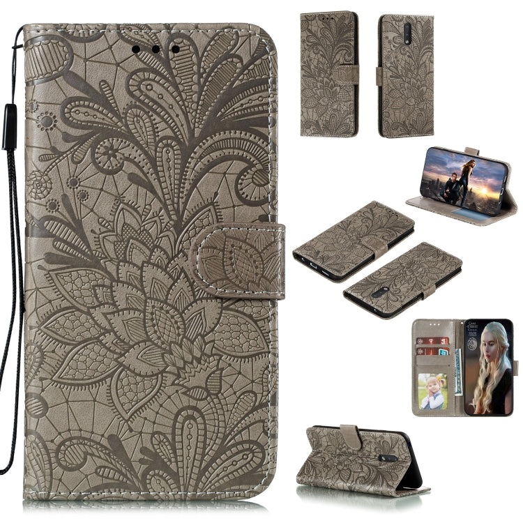 Lace Flower Embossing Pattern Horizontal Flip Leather Case , with Holder & Card Slots & Wallet & Photo Frame & Lanyard, For Nokia 2.3, For Nokia 1.3