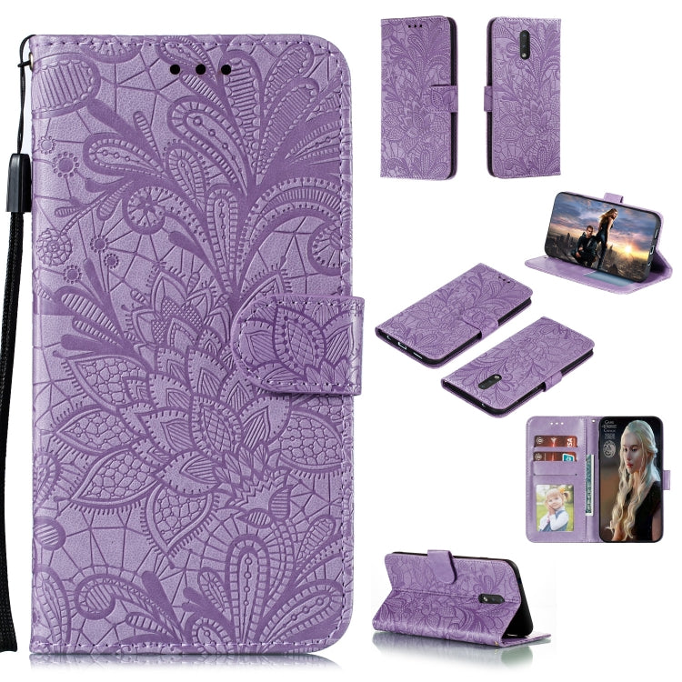 Lace Flower Embossing Pattern Horizontal Flip Leather Case , with Holder & Card Slots & Wallet & Photo Frame & Lanyard, For Nokia 2.3, For Nokia 1.3