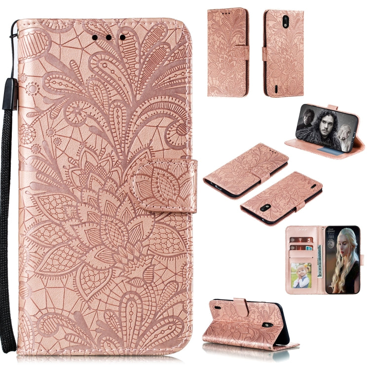 Lace Flower Embossing Pattern Horizontal Flip Leather Case , with Holder & Card Slots & Wallet & Photo Frame & Lanyard, For Nokia 2.3, For Nokia 1.3