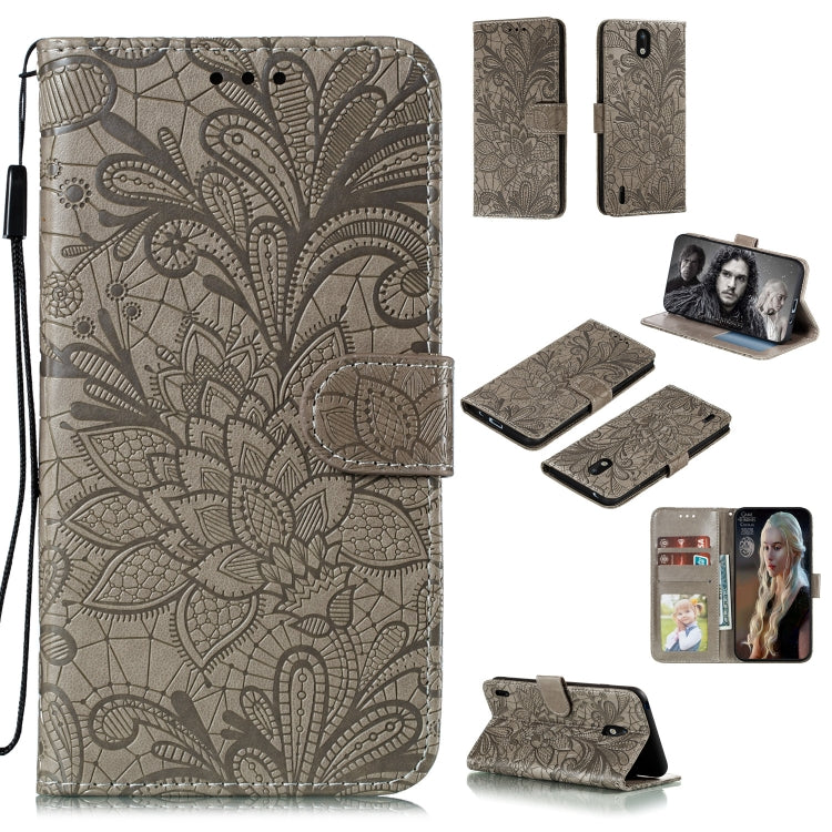 Lace Flower Embossing Pattern Horizontal Flip Leather Case , with Holder & Card Slots & Wallet & Photo Frame & Lanyard, For Nokia 2.3, For Nokia 1.3