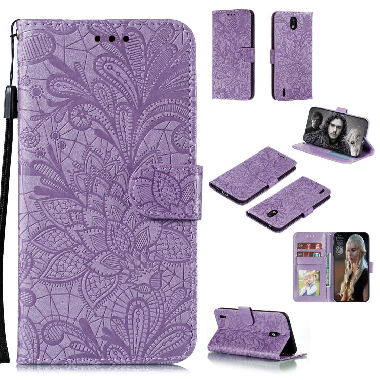 Lace Flower Embossing Pattern Horizontal Flip Leather Case , with Holder & Card Slots & Wallet & Photo Frame & Lanyard, For Nokia 2.3, For Nokia 1.3