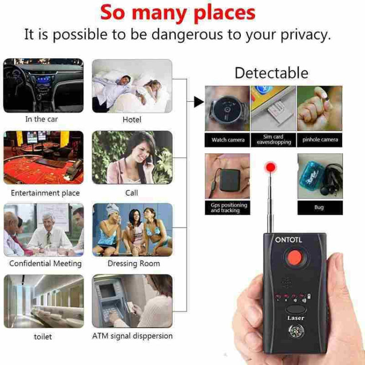 CC308 Full Range Camera Laser Detector Mini Wireless Camera Signal GSM Device Finder