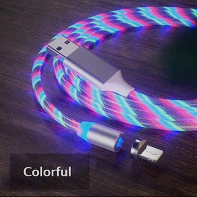 USB to 8 Pin Magnetic Suction Colorful Streamer Mobile Phone Charging Cable, Length: 1m, 1m