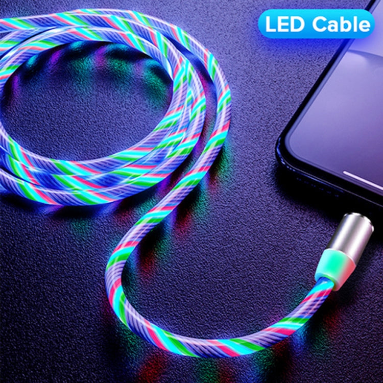 USB to 8 Pin Magnetic Suction Colorful Streamer Mobile Phone Charging Cable, Length: 1m, 1m