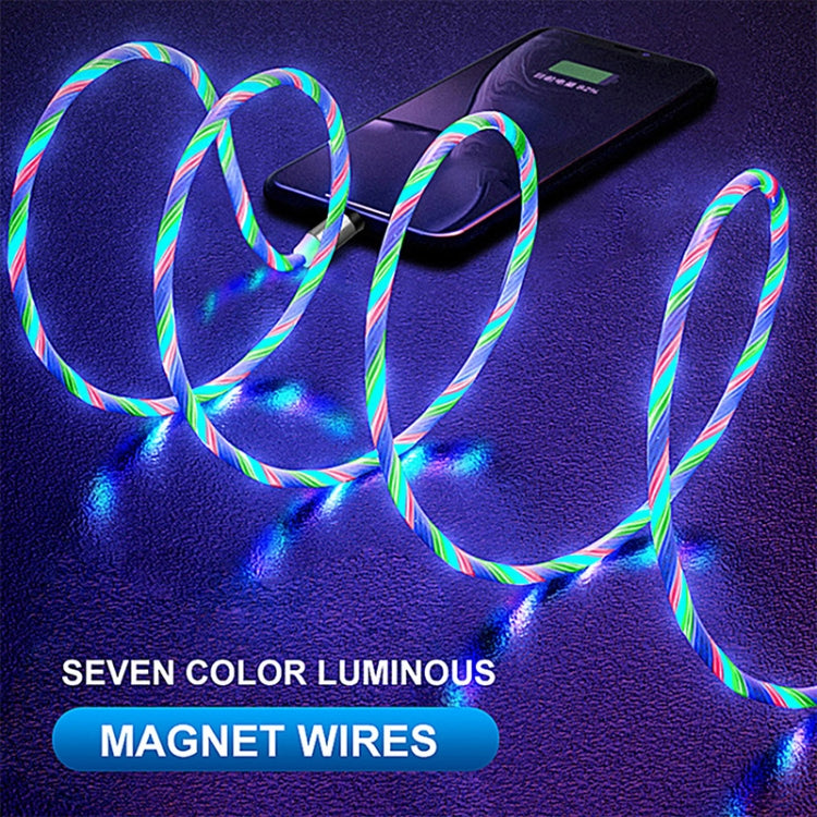 USB to 8 Pin Magnetic Suction Colorful Streamer Mobile Phone Charging Cable, Length: 1m, 1m