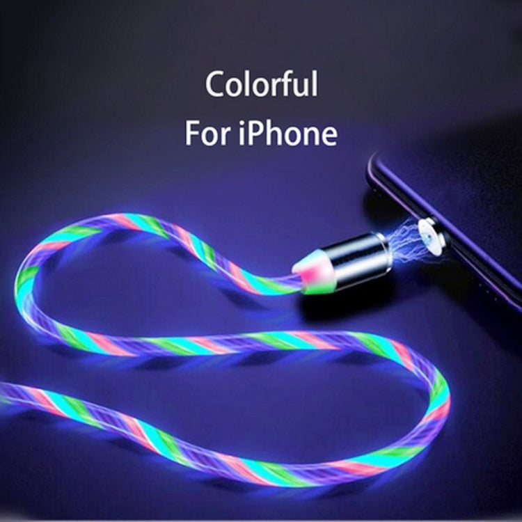 USB to 8 Pin Magnetic Suction Colorful Streamer Mobile Phone Charging Cable, Length: 1m, 1m